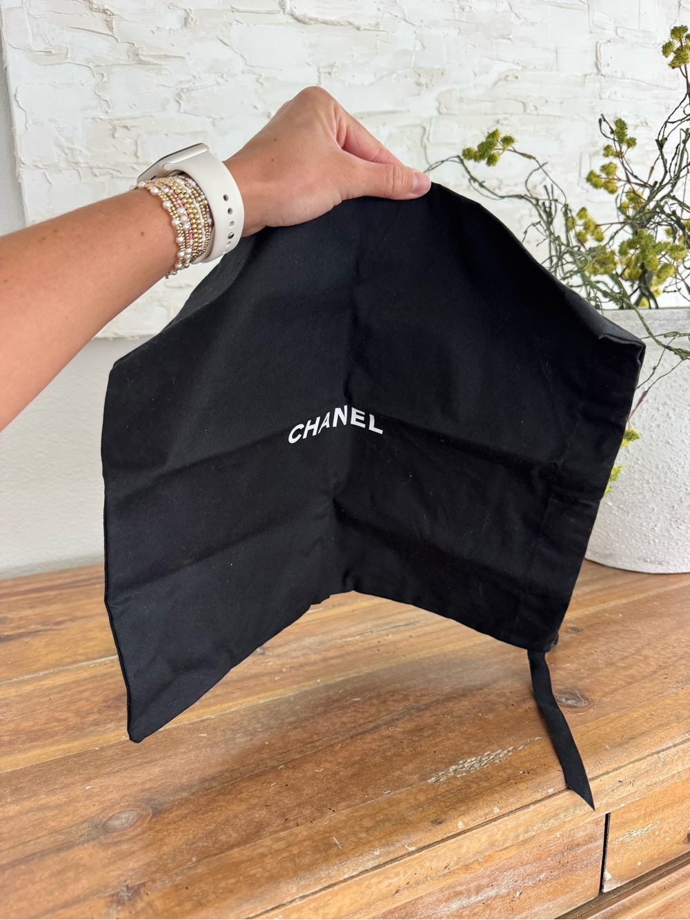 CHANEL Black Branded Fabric Dust Cover with Tie